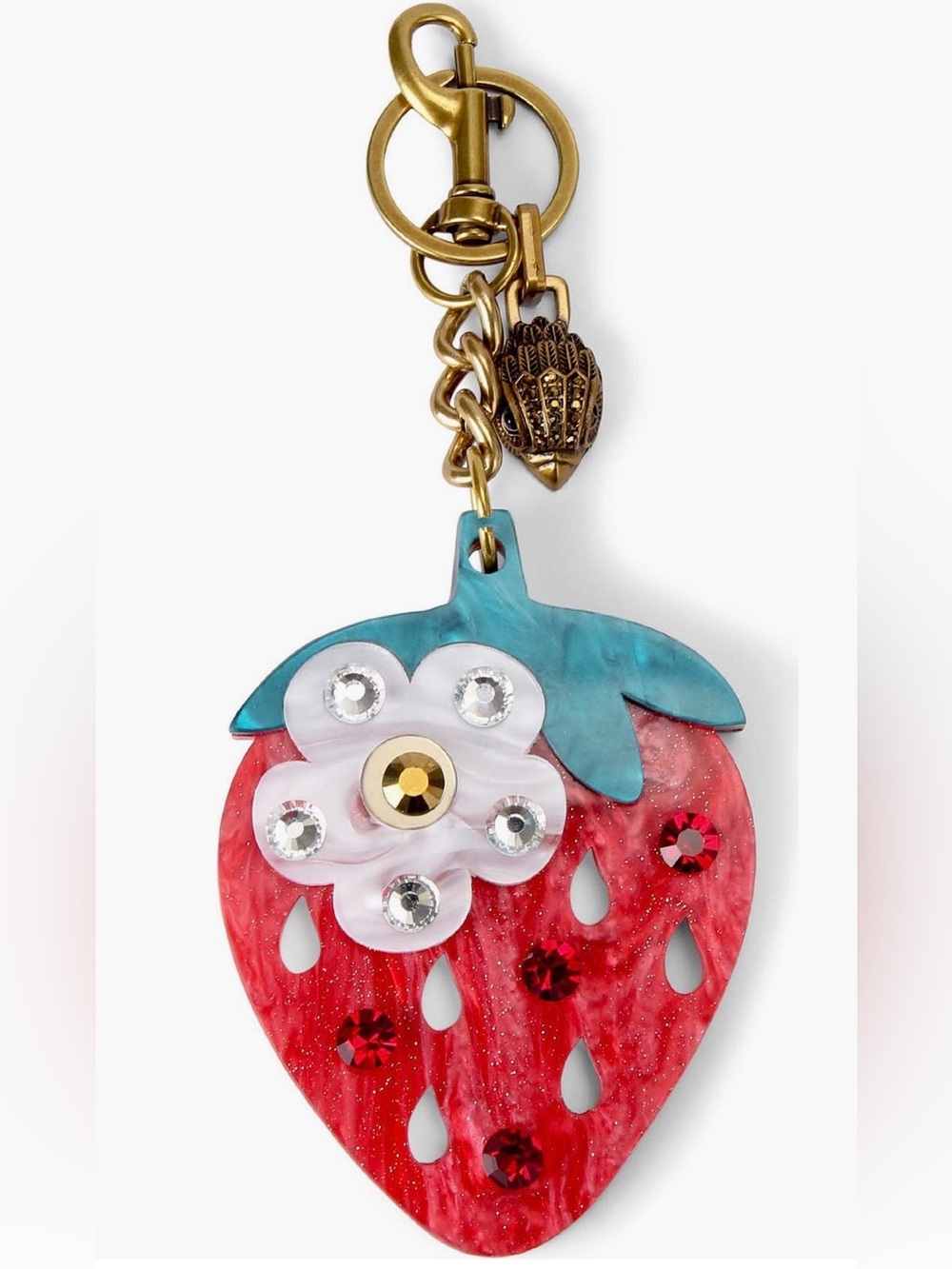 Strawberry Pendant Keychain Charm in Red, Blue and White